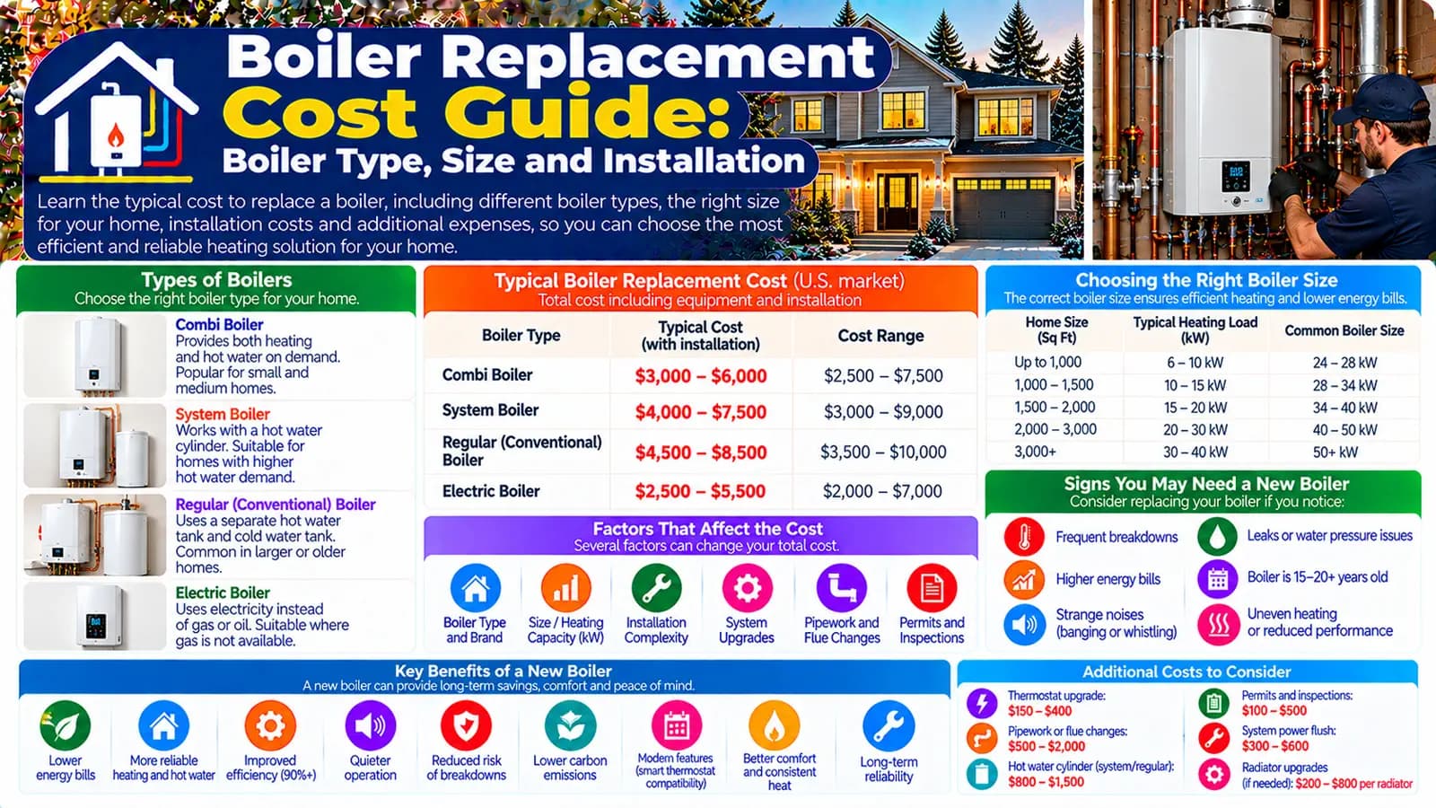 Boiler Replacement Cost Guide: Boiler Type, Size and Installation — HomeCostNest cost guide feature image