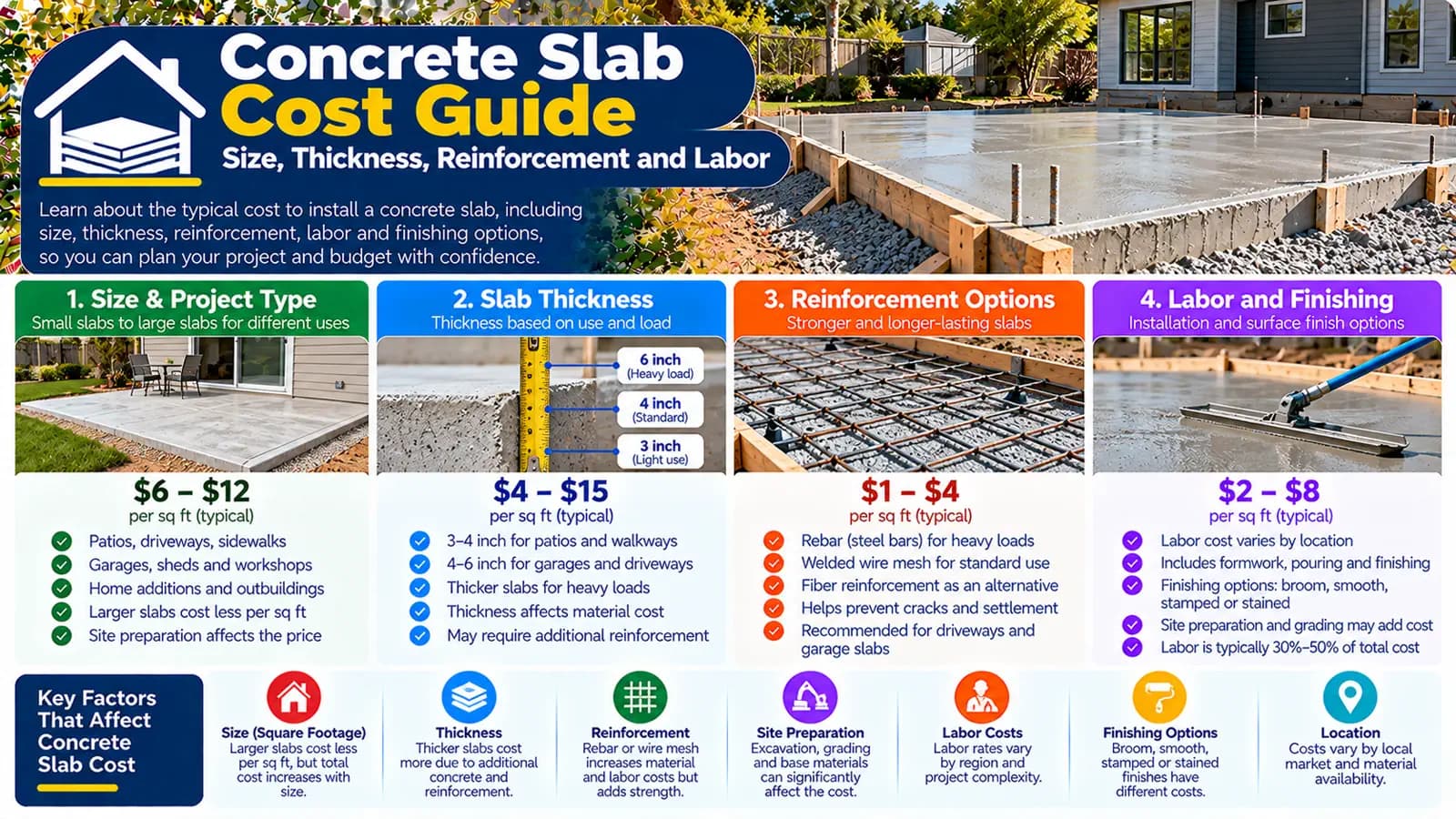 Concrete Slab Cost Guide: Size, Thickness, Reinforcement and Labor — HomeCostNest cost guide feature image