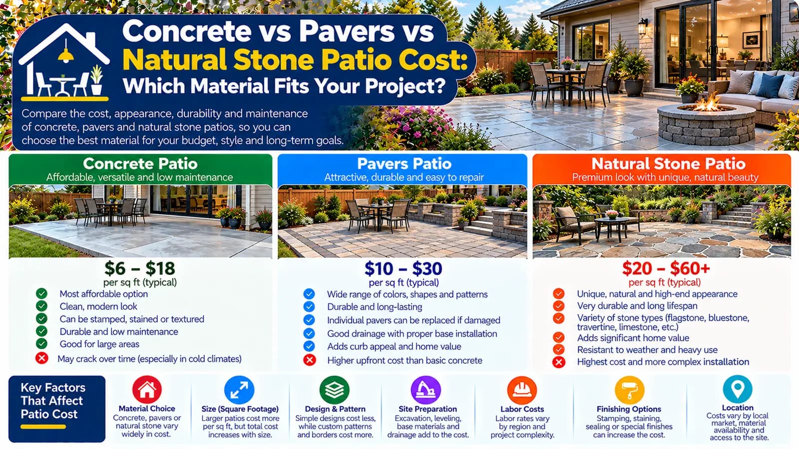 Concrete vs Pavers vs Natural Stone Patio Cost: Which Material Fits Your Project? — HomeCostNest cost guide feature image