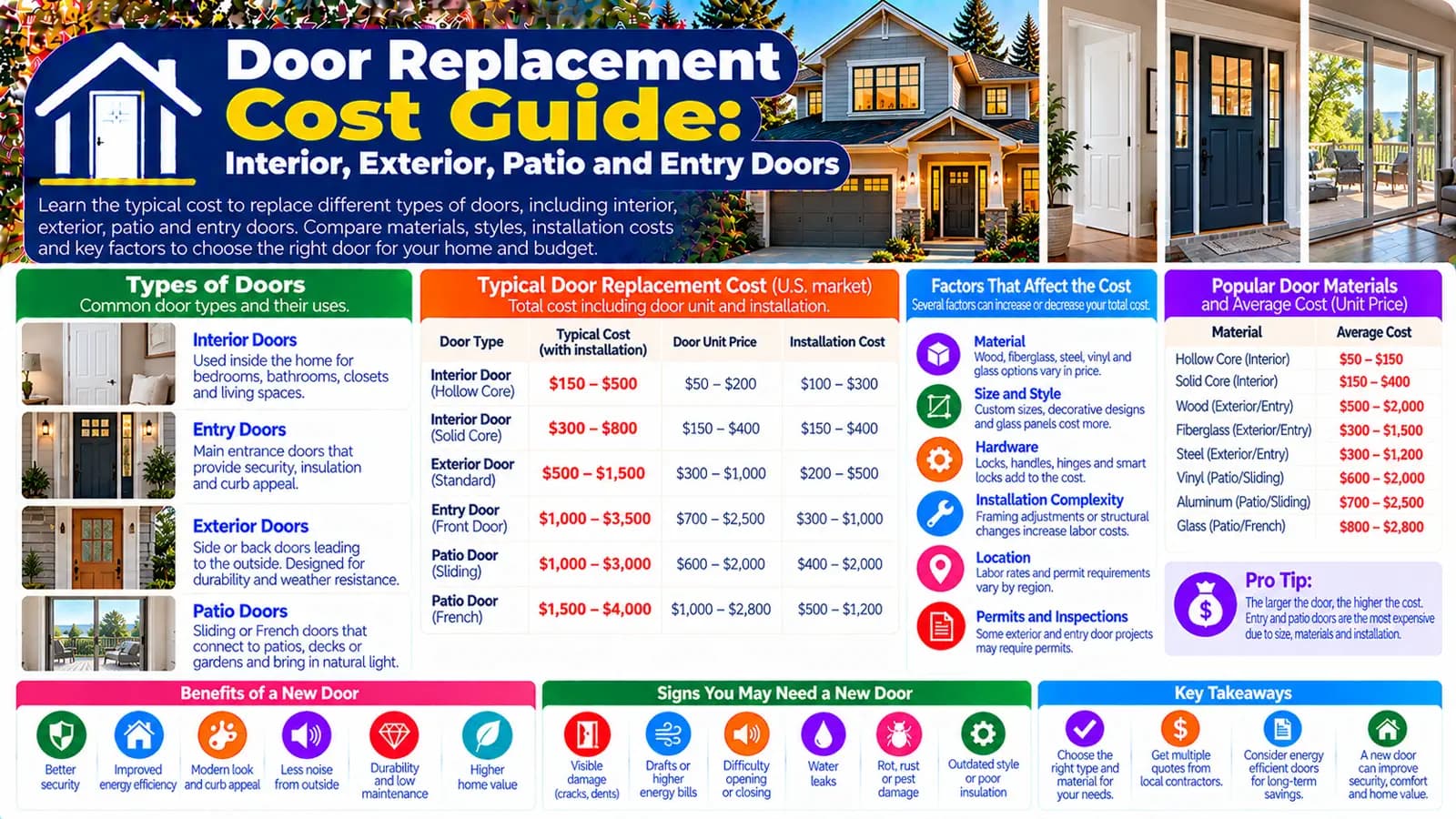 Door Replacement Cost Guide: Interior, Exterior, Patio and Entry Doors — HomeCostNest cost guide feature image