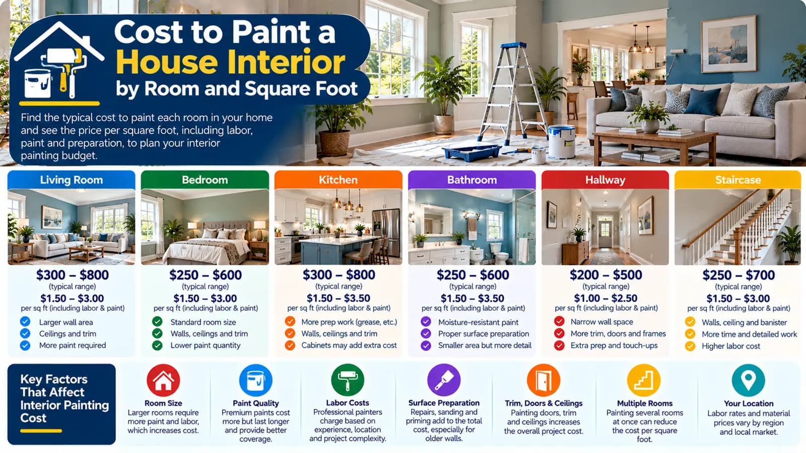 Cost to Paint a House Interior by Room and Square Foot — HomeCostNest cost guide feature image