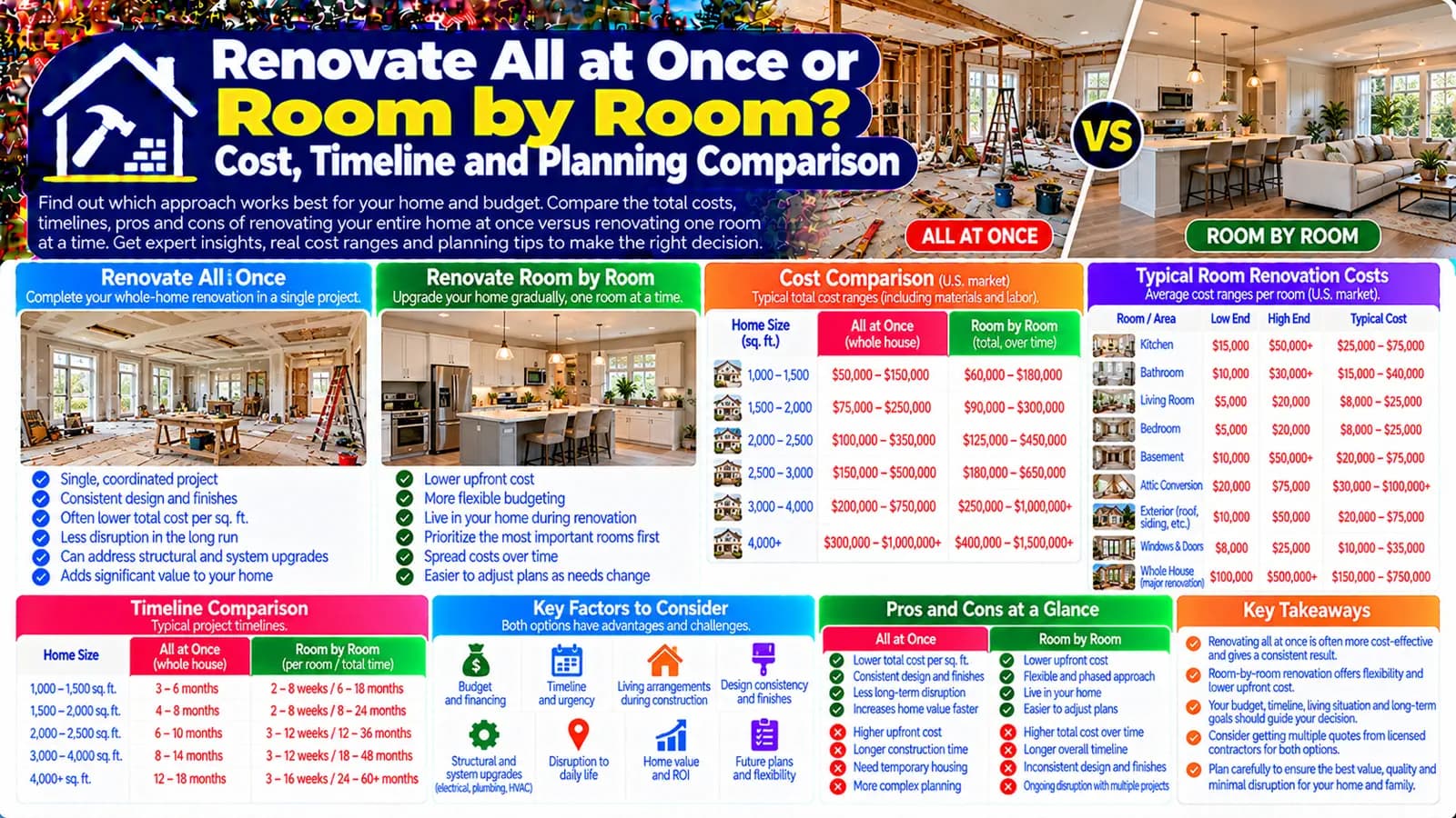 Renovate All at Once or Room by Room? Cost, Timeline and Planning Comparison — HomeCostNest cost guide feature image