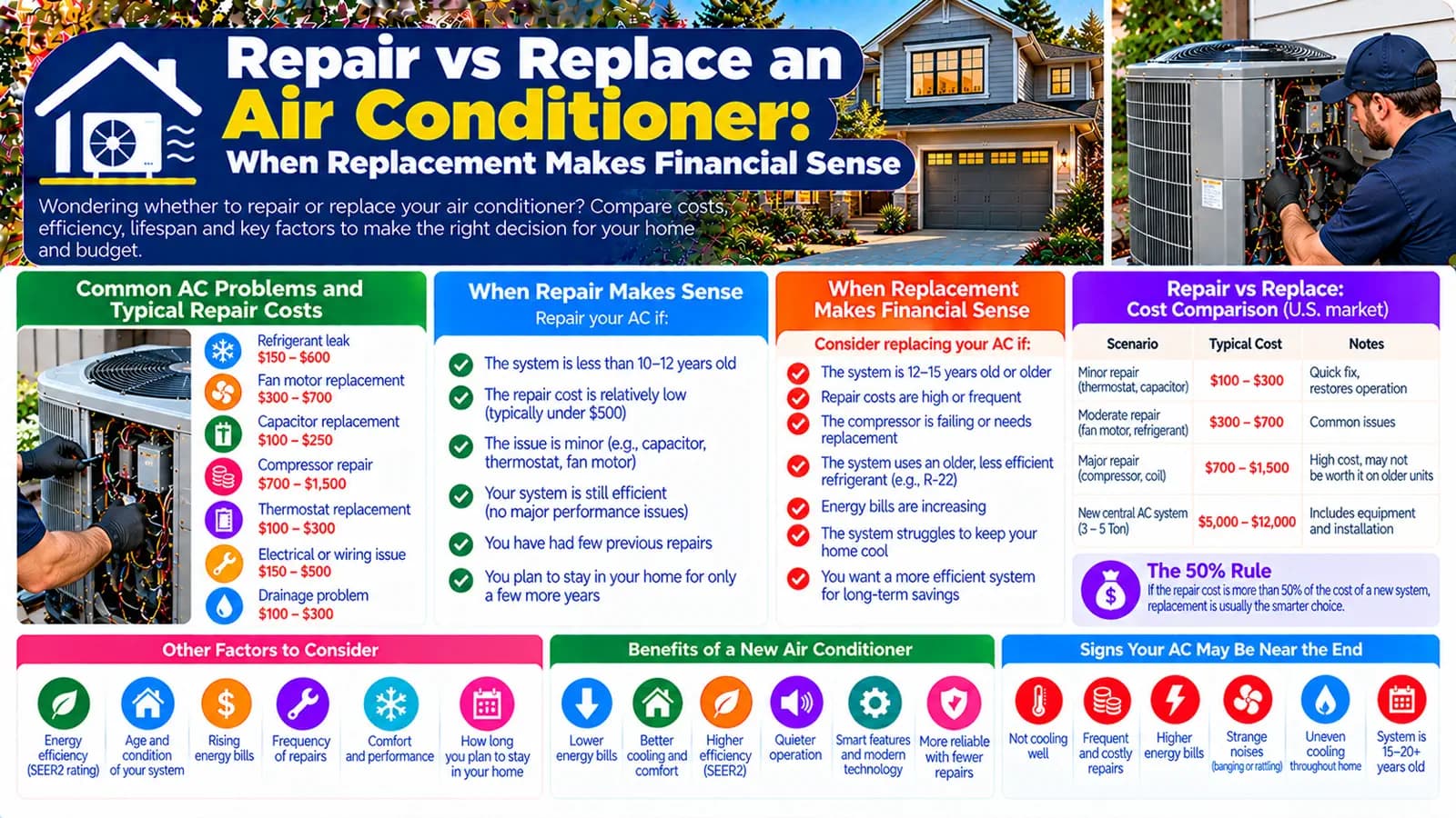 Repair vs Replace an Air Conditioner: When Replacement Makes Financial Sense — HomeCostNest cost guide feature image