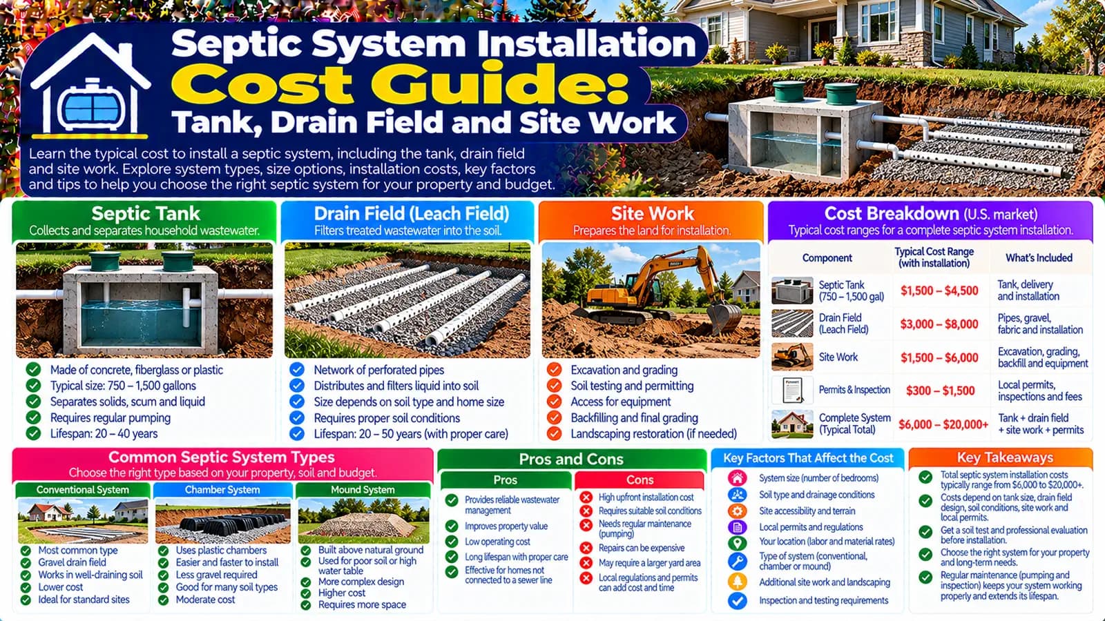 Septic System Repair vs Replacement: Warning Signs, Options and Costs — HomeCostNest cost guide feature image