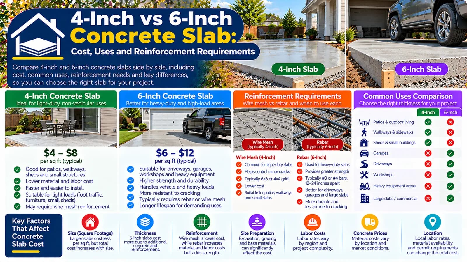 4-Inch vs 6-Inch Concrete Slab: Cost, Uses and Reinforcement Requirements — HomeCostNest cost guide feature image