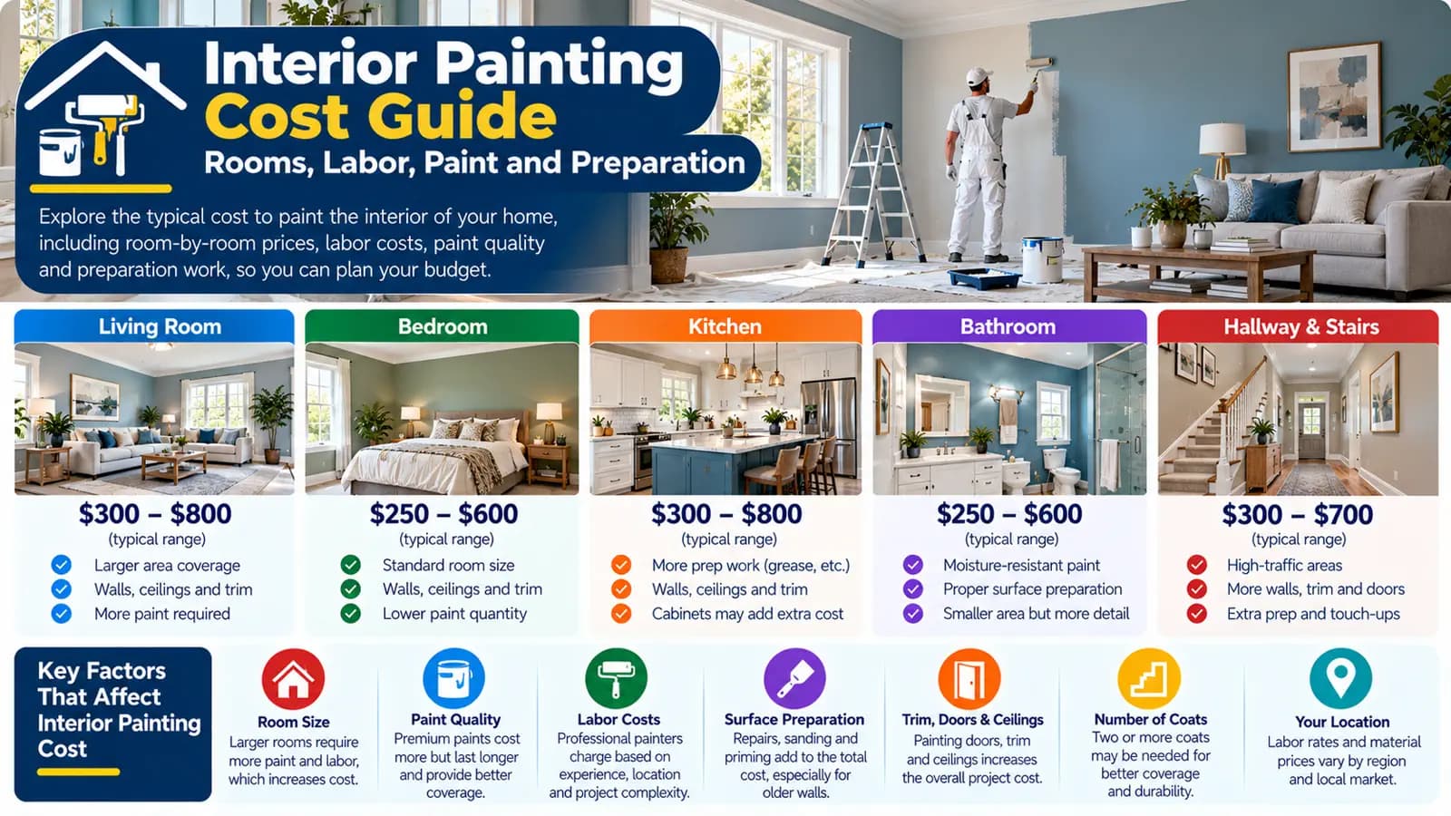 Interior Painting Cost Guide: Rooms, Labor, Paint and Preparation — HomeCostNest cost guide feature image