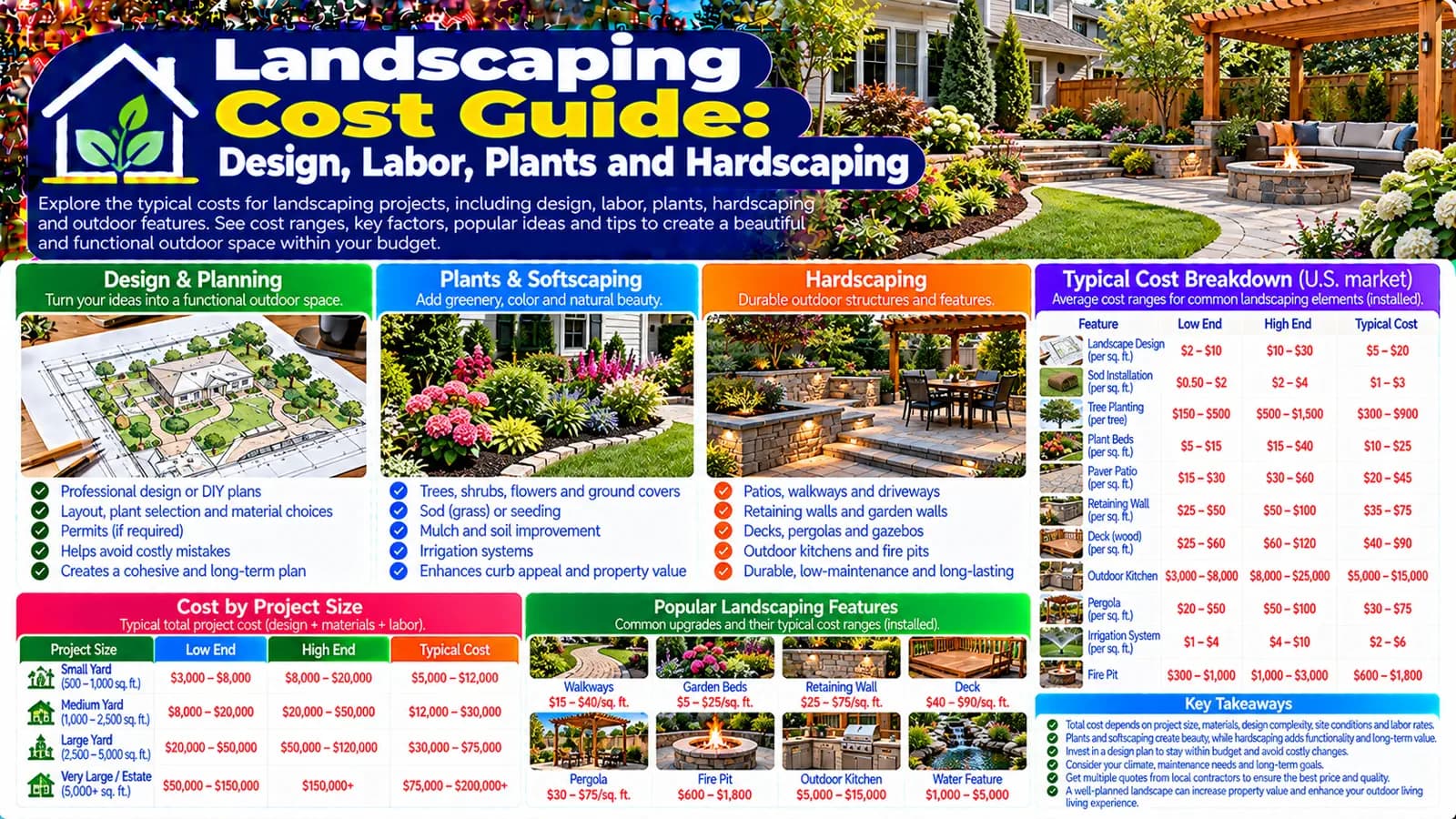 Landscaping Cost Guide: Design, Labor, Plants and Hardscaping — HomeCostNest cost guide feature image
